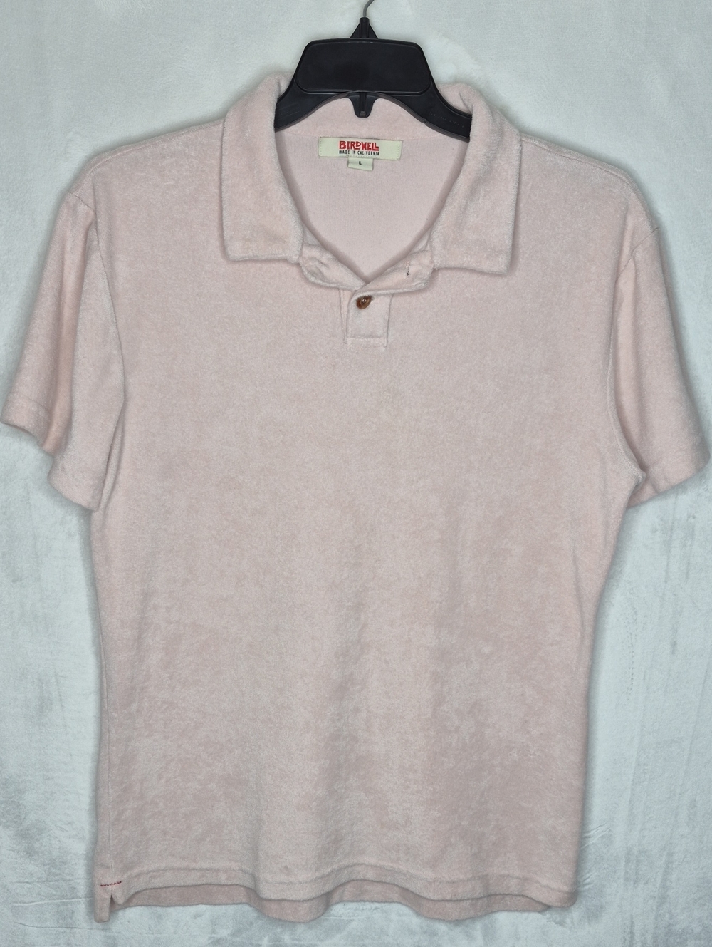 Birdwell Men's Pink Terry Cloth Short Sleeve Polo Shirt Large L